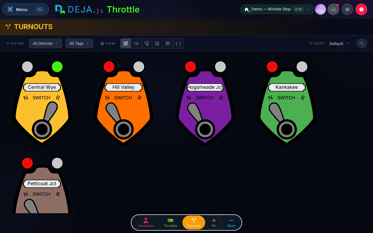 Turnouts desktop view