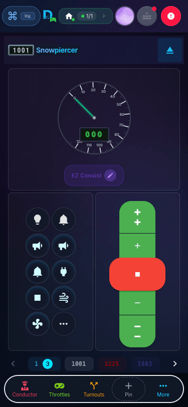 Throttle control screen