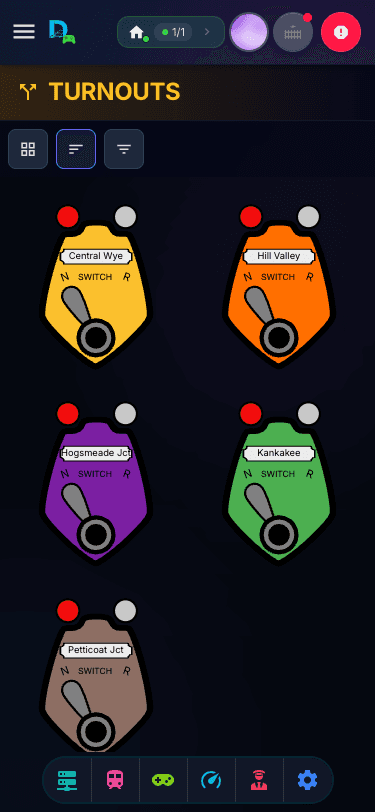 Turnouts mobile view