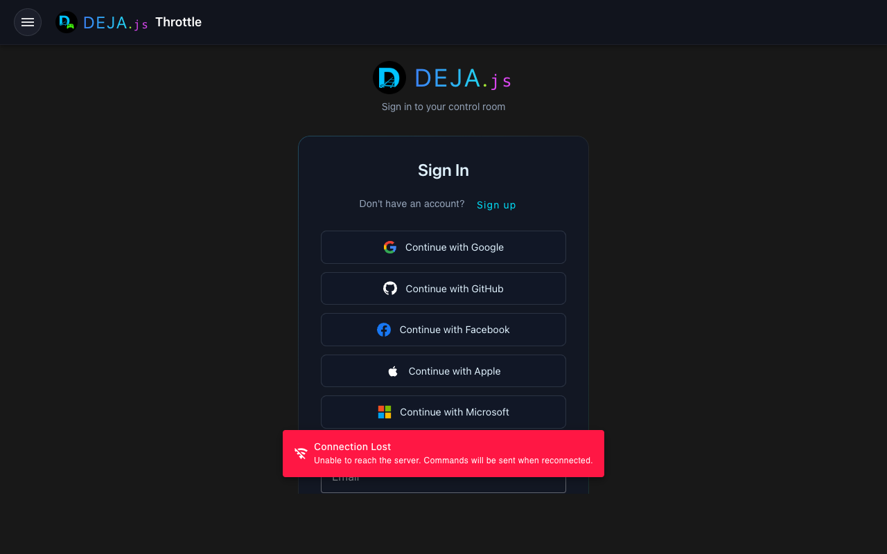 Throttle login and layout selection