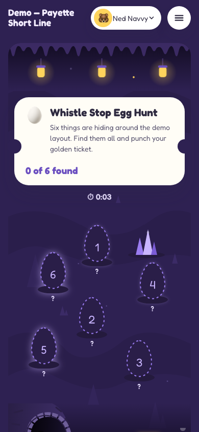 The egg hunt cave in the guest app