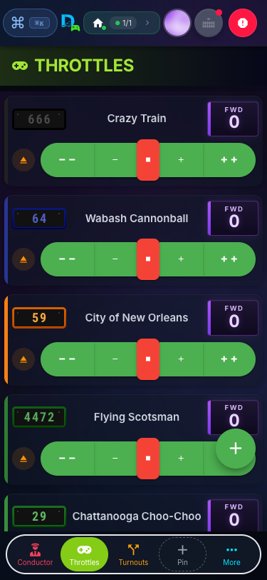 Throttle bottom navigation bar on mobile with numbered callouts